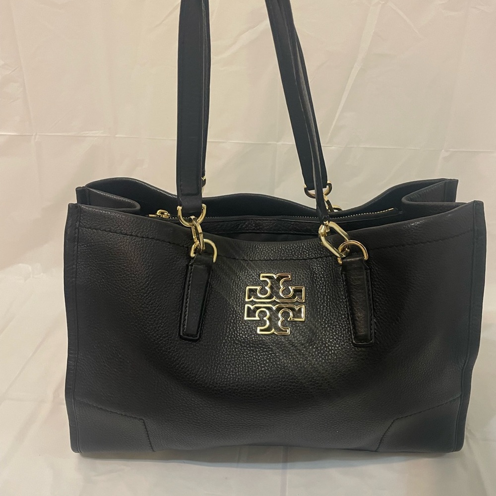 Black Tory Burch luxury designer tote handbag